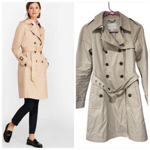 Banana Republic Tan Trench Belted Coat Cotton Size Xs Petite